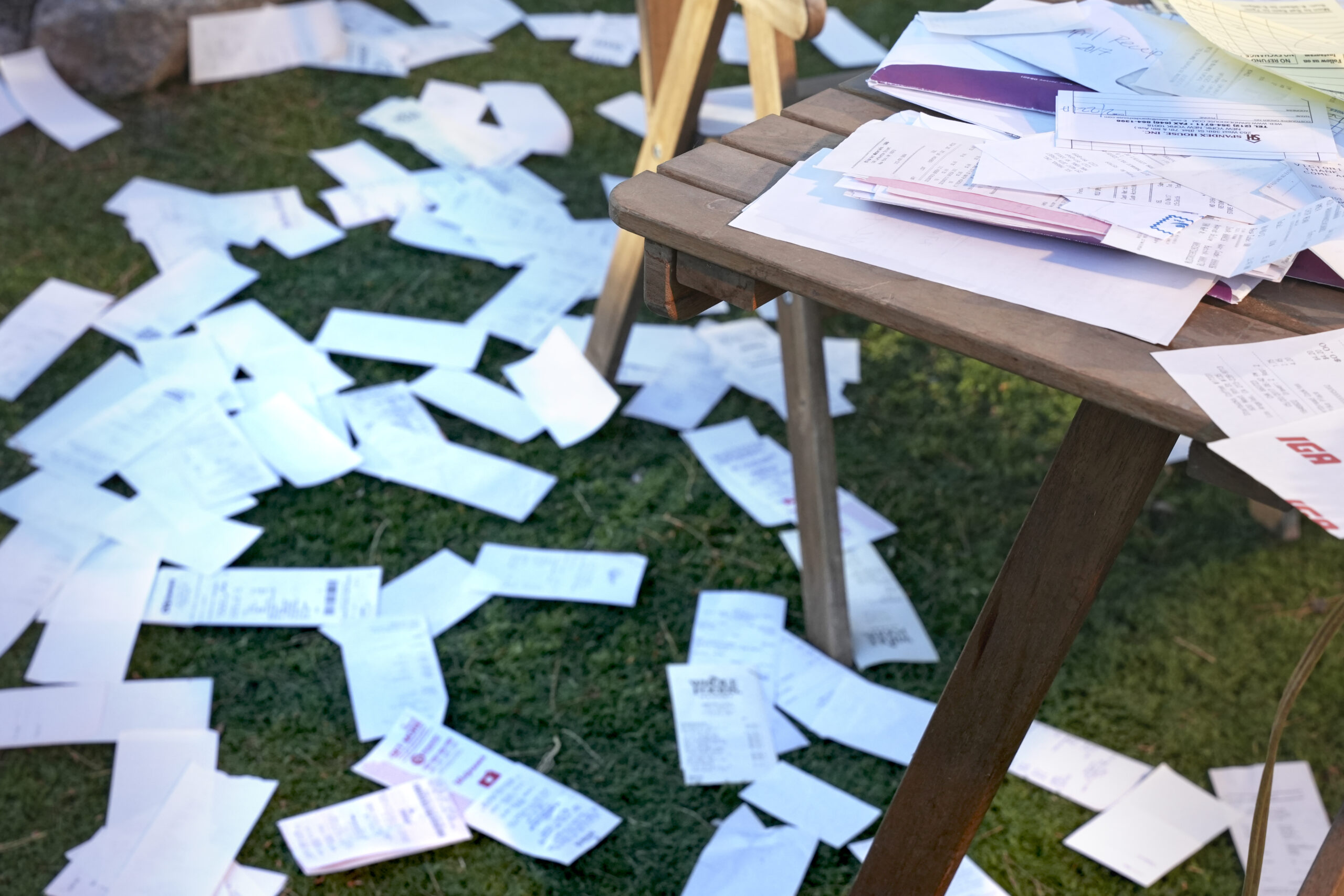 receipts all over the ground